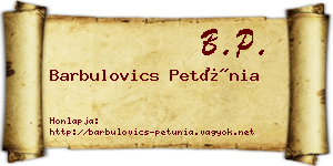 Barbulovics Petúnia névjegykártya