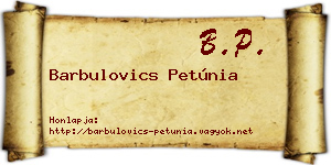 Barbulovics Petúnia névjegykártya