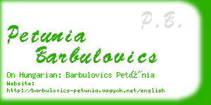petunia barbulovics business card